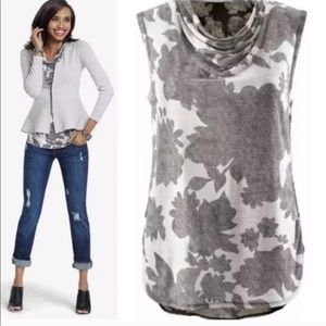 CAbi #3057 Gray Floral Tango Sleeveless Top - XL